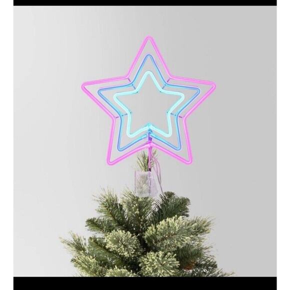 Wondershop 12.5" Pre-lit LED Neon Style 5-Point Star Christmas Tree Topper - Picture 1 of 3